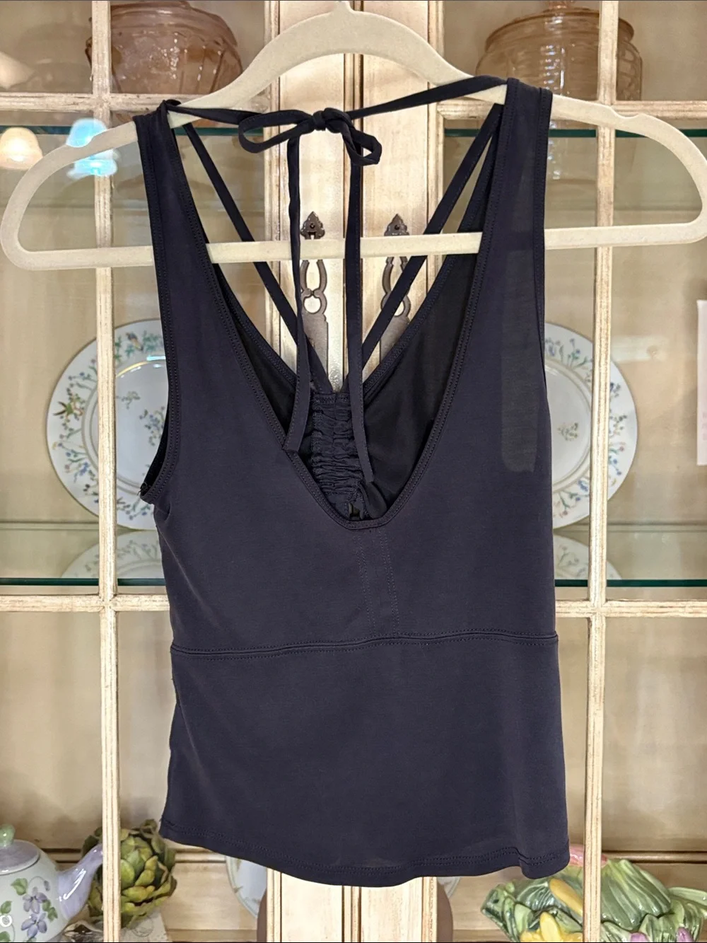 Free People Ruched Tank with Strappy Back in Black